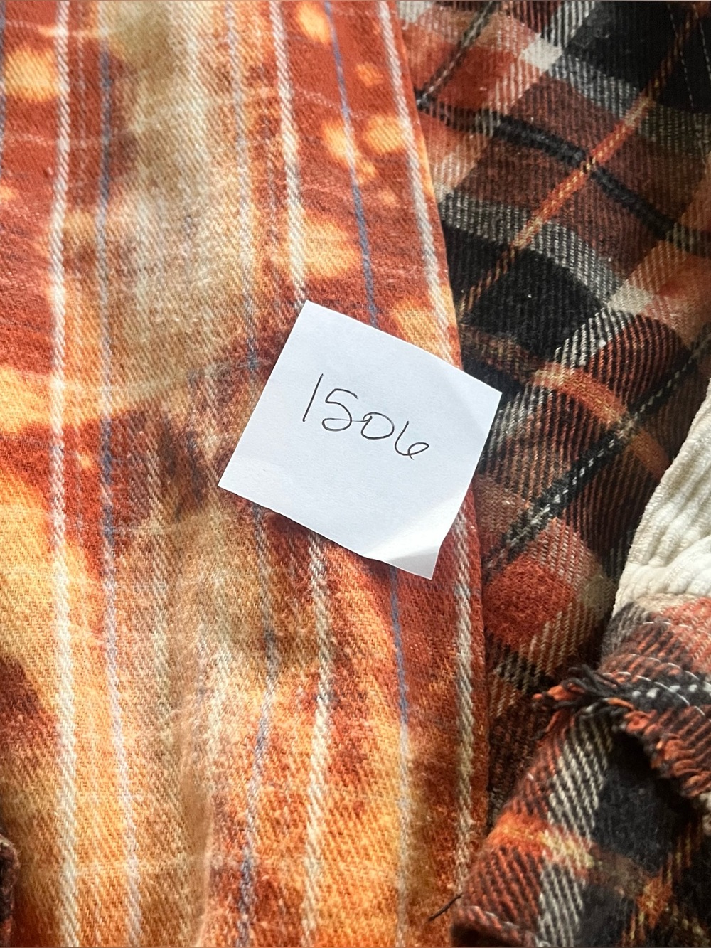 Oli & Hali Hooded Corduroy Shacket Orange Plaid Fall Cozy Oversized Patchwork - Picture 8 of 8